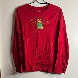 Red Long Sleeve Shirt with Bell Design